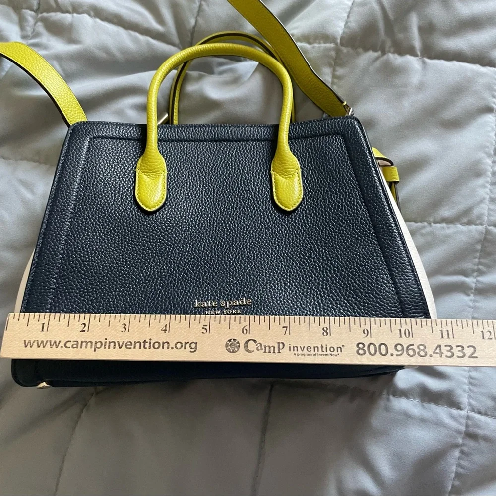 Kate Spade Navy and Green Colorblock Knott Purse Pebbled‎ Leather Medium